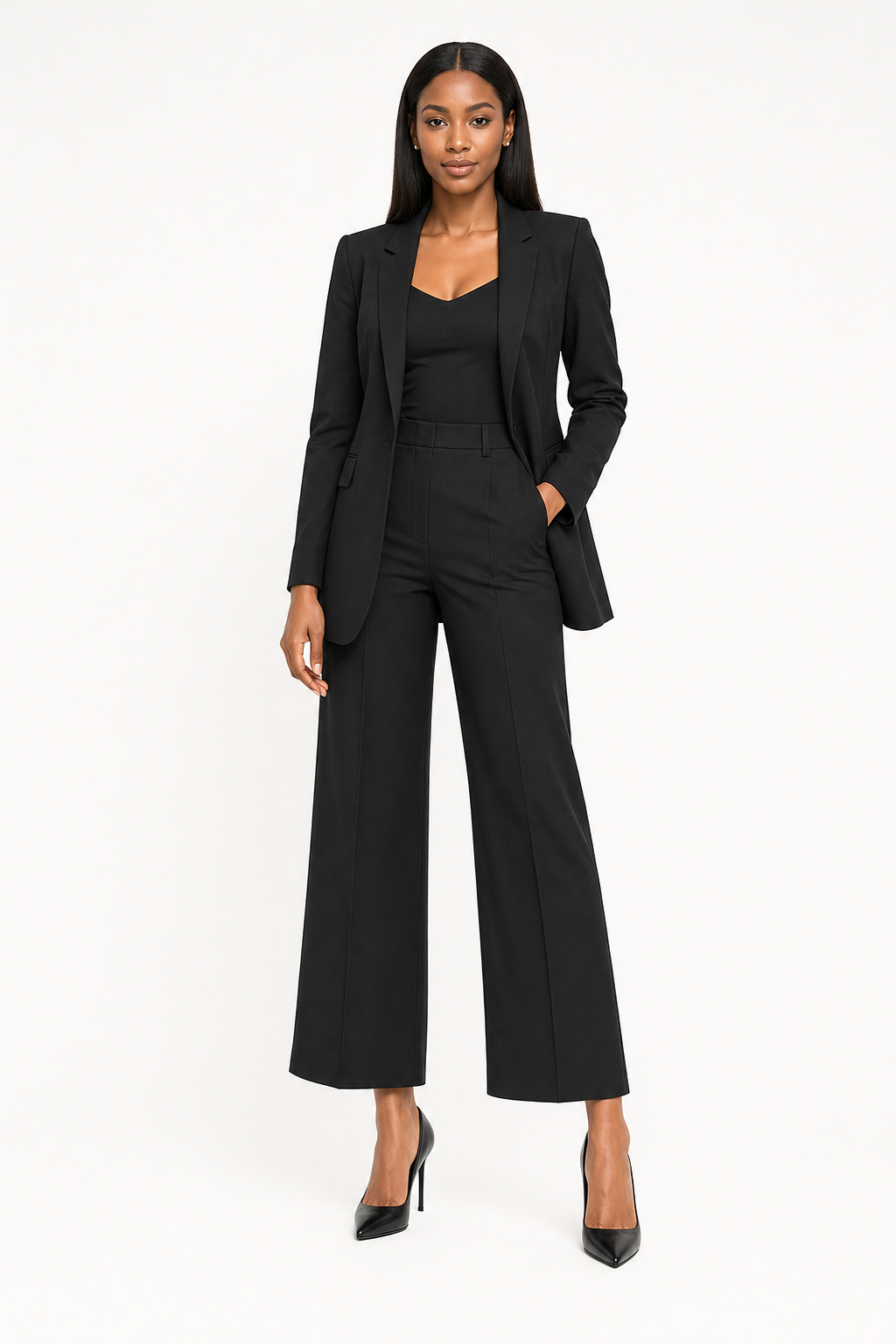 Open-Front Blazer & Cropped Trouser Set