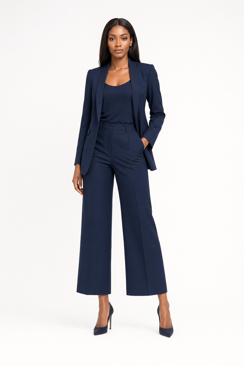 Open-Front Blazer & Cropped Trouser Set view 2