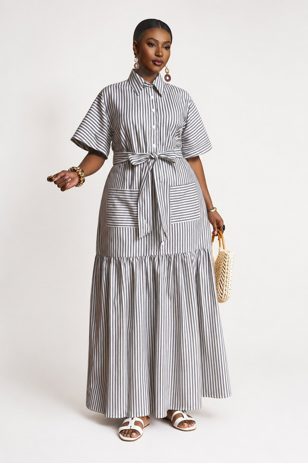 Striped Maxi Shirt Dress