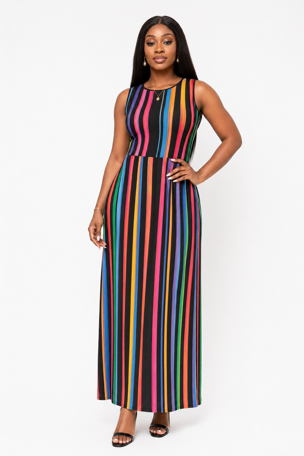 Multicolour Stripe Maxi Dress