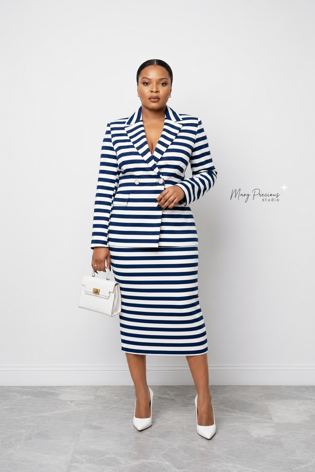 Blue & White Stripe Coord Set