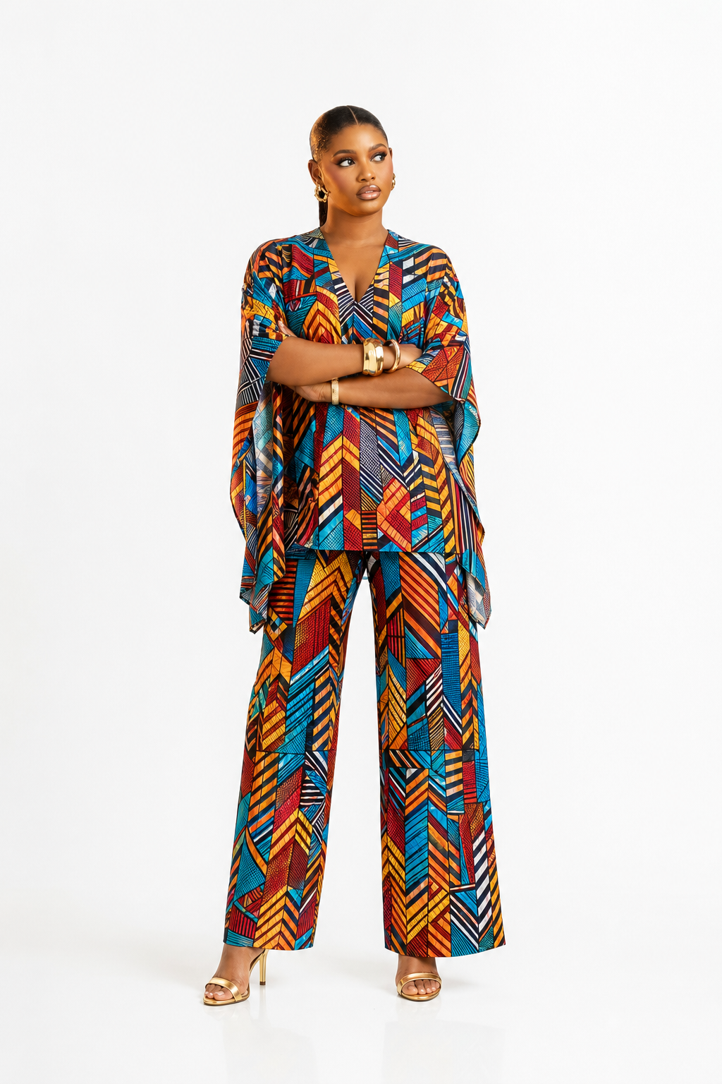 Multicolour Kaftan Coord Set