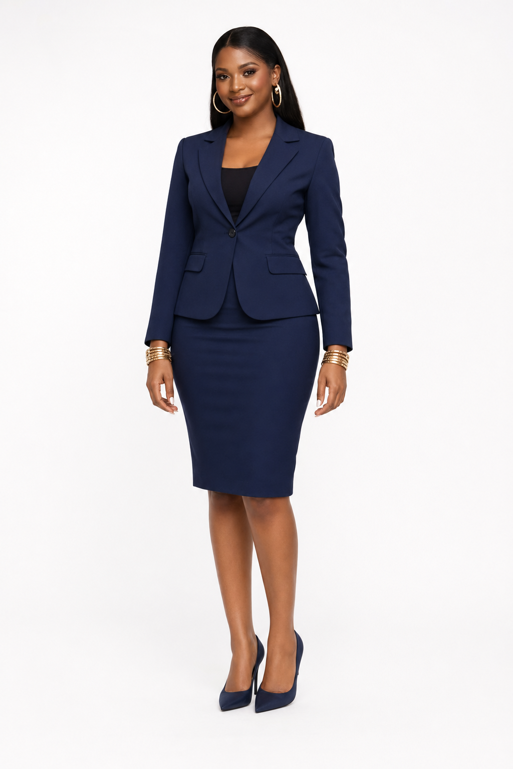 Structured Blazer & Pencil Skirt Suit view 2